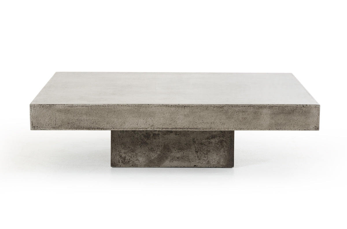 43" Gray and Dark Gray Concrete Square Block Coffee Table-0