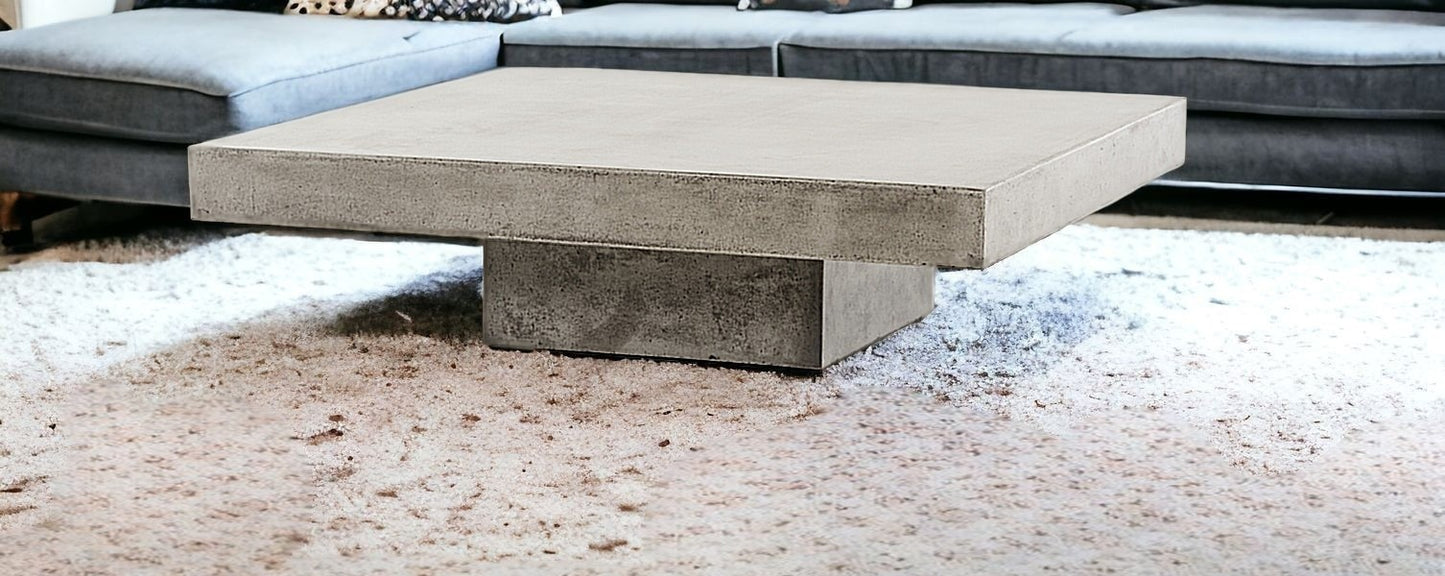 43" Gray and Dark Gray Concrete Square Block Coffee Table-1