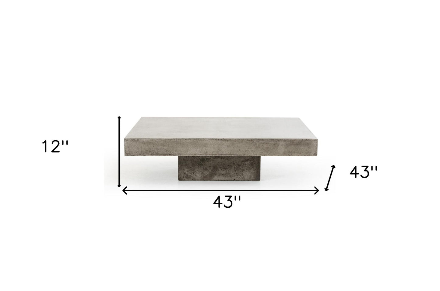 43" Gray and Dark Gray Concrete Square Block Coffee Table-6