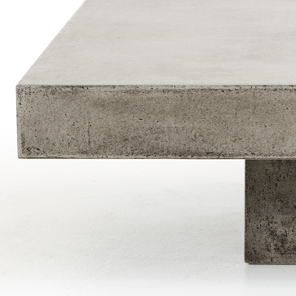 43" Gray and Dark Gray Concrete Square Block Coffee Table-5