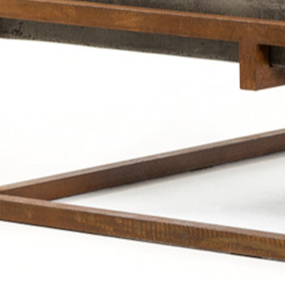 42" Dark Gray and Rust Concrete And Iron Square Abstract Coffee Table-4