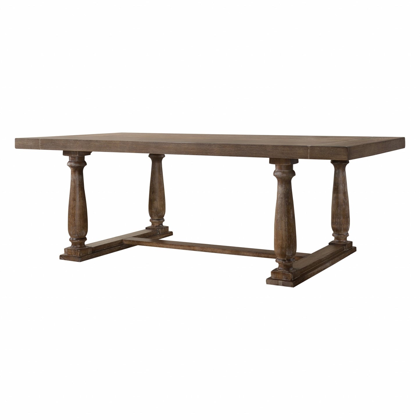 84" Brown Solid Wood Trestle Base Dining Table-1