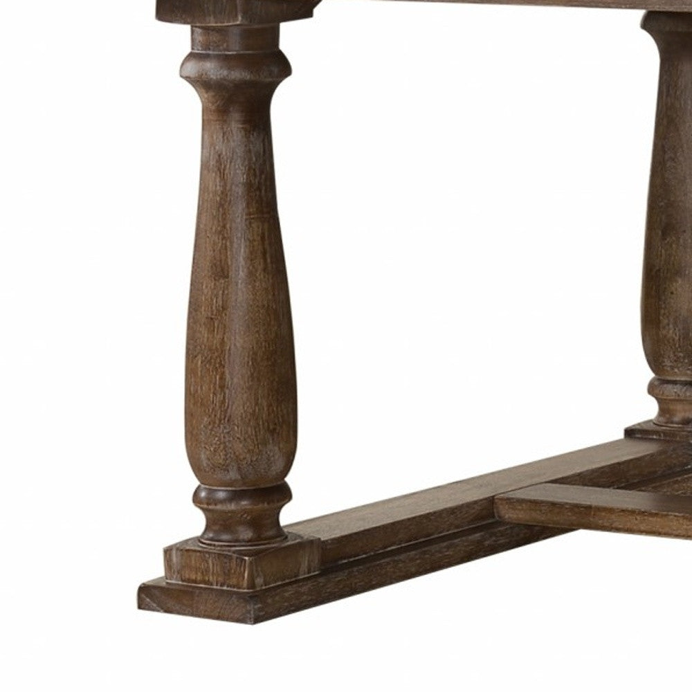 84" Brown Solid Wood Trestle Base Dining Table-2