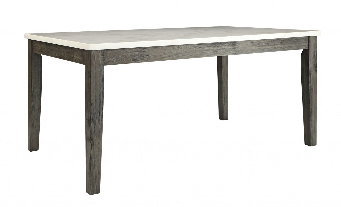 64" White And Gray Marble And Solid Wood Dining Table-1