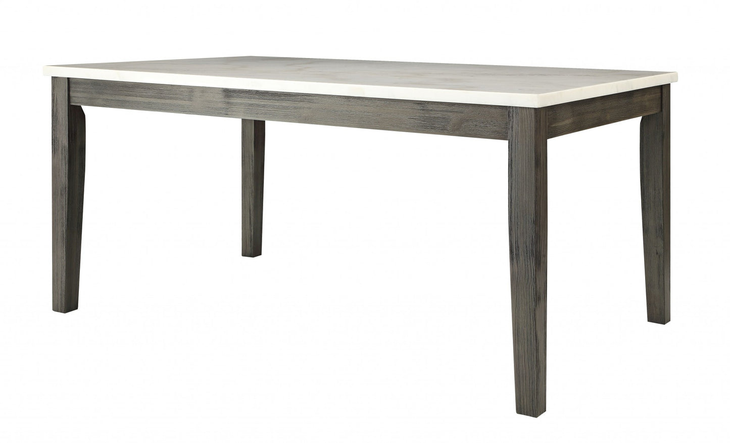 64" White And Gray Marble And Solid Wood Dining Table-3