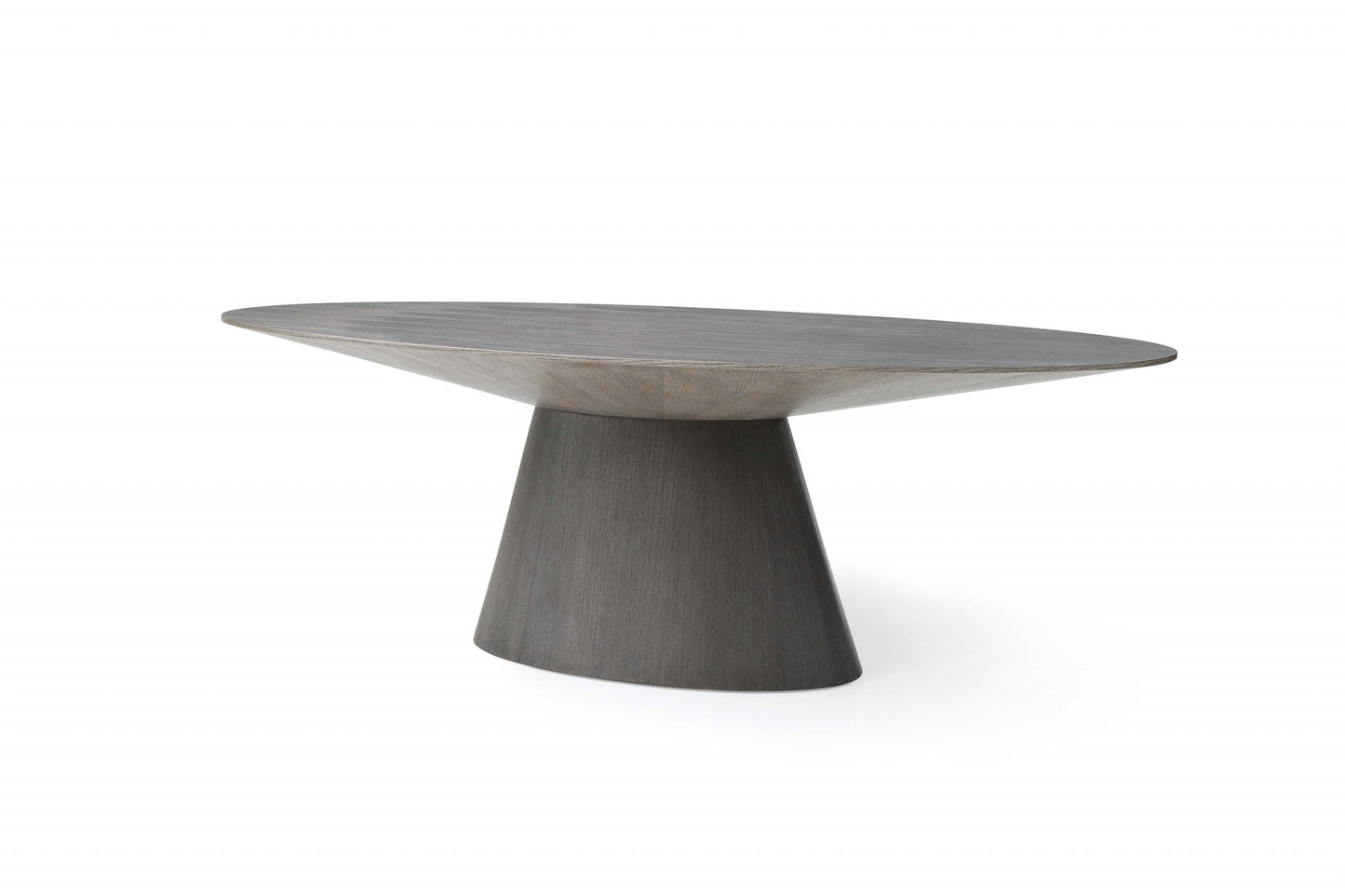 95" Gray Rounded Solid Wood Pedestal Base Dining Table-2