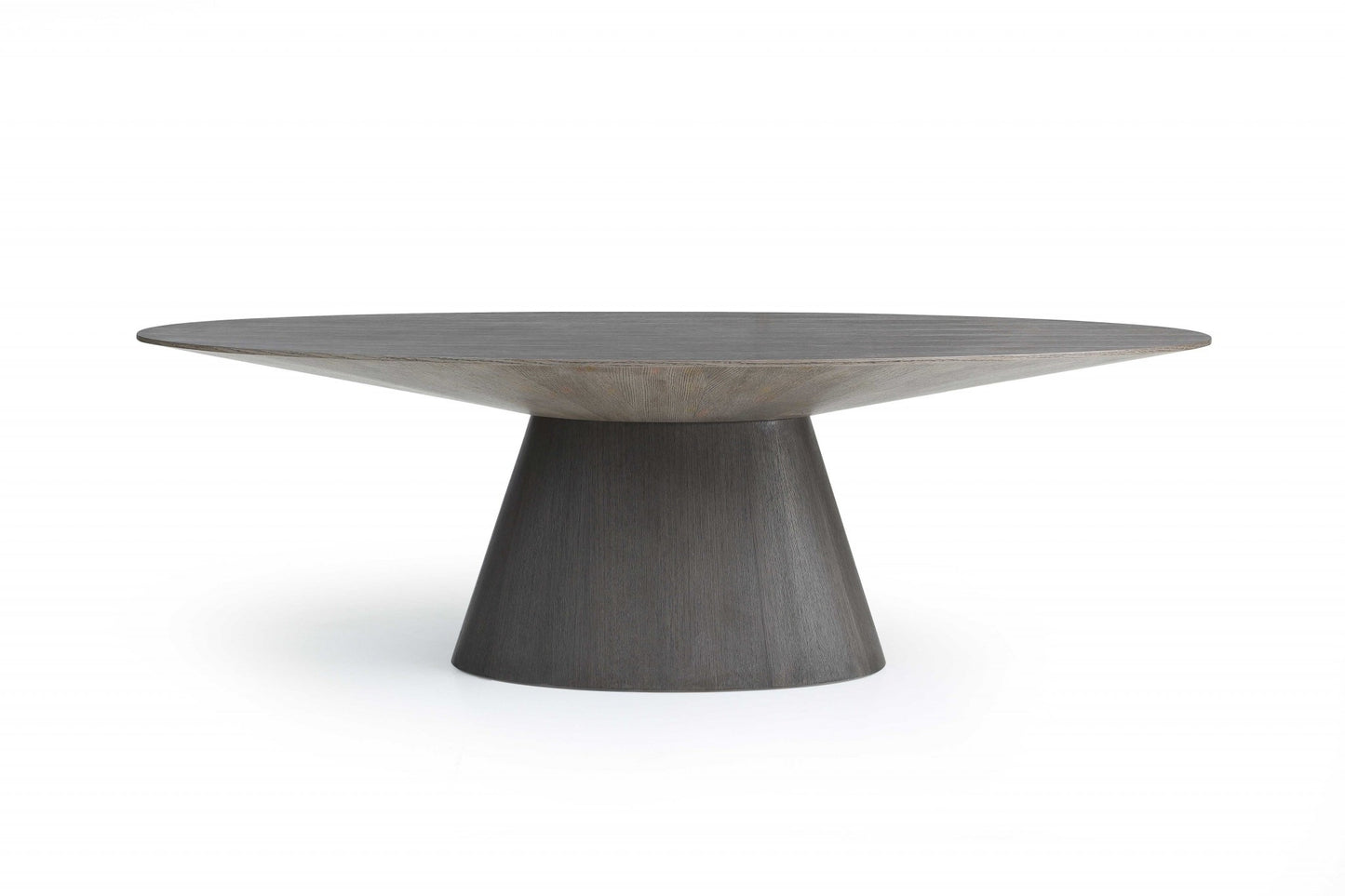 95" Gray Rounded Solid Wood Pedestal Base Dining Table-3