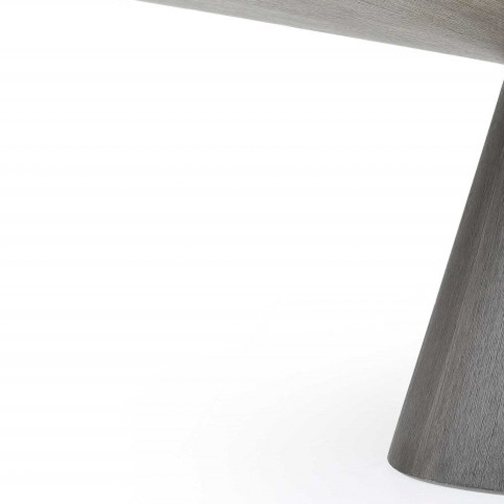 95" Gray Rounded Solid Wood Pedestal Base Dining Table-5