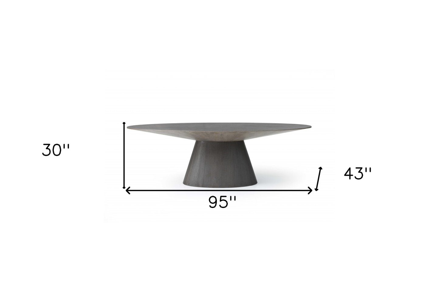 95" Gray Rounded Solid Wood Pedestal Base Dining Table-7