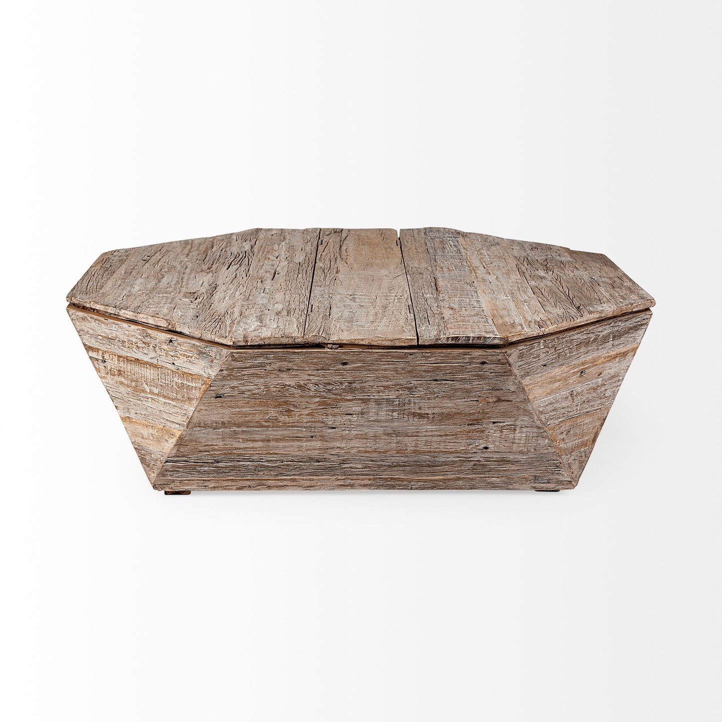 49" Natural Wood Octagon Distressed Lift Top Abstract Coffee Table-2