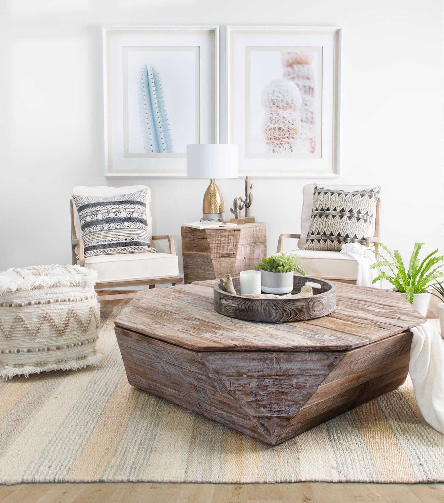 49" Natural Wood Octagon Distressed Lift Top Abstract Coffee Table-8