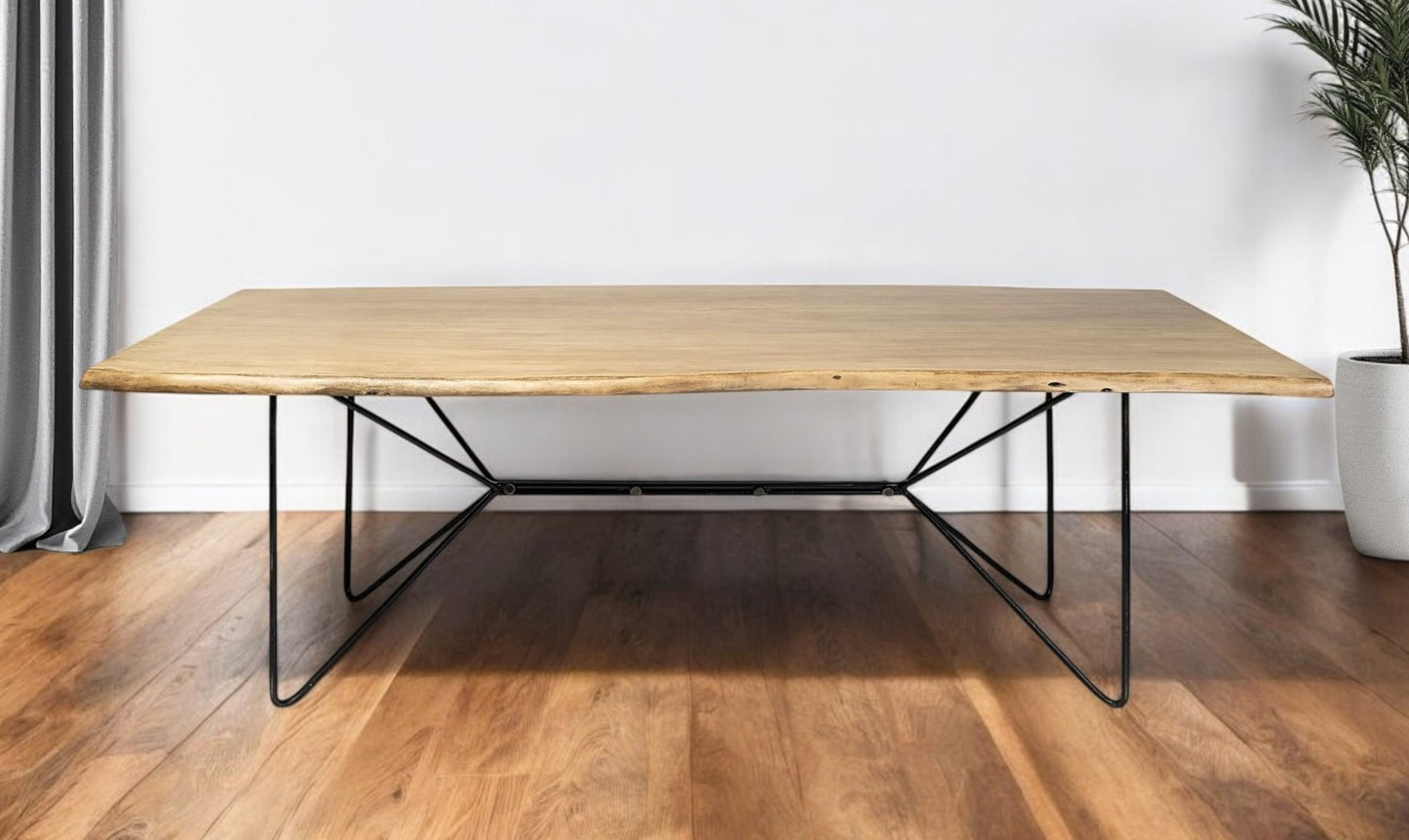 80" Brown And Black Solid Wood And Metal Dining Table-0