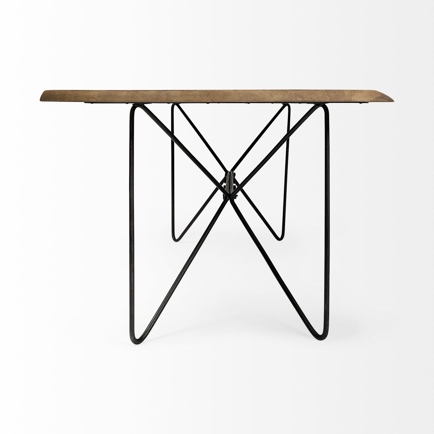 80" Brown And Black Solid Wood And Metal Dining Table-4