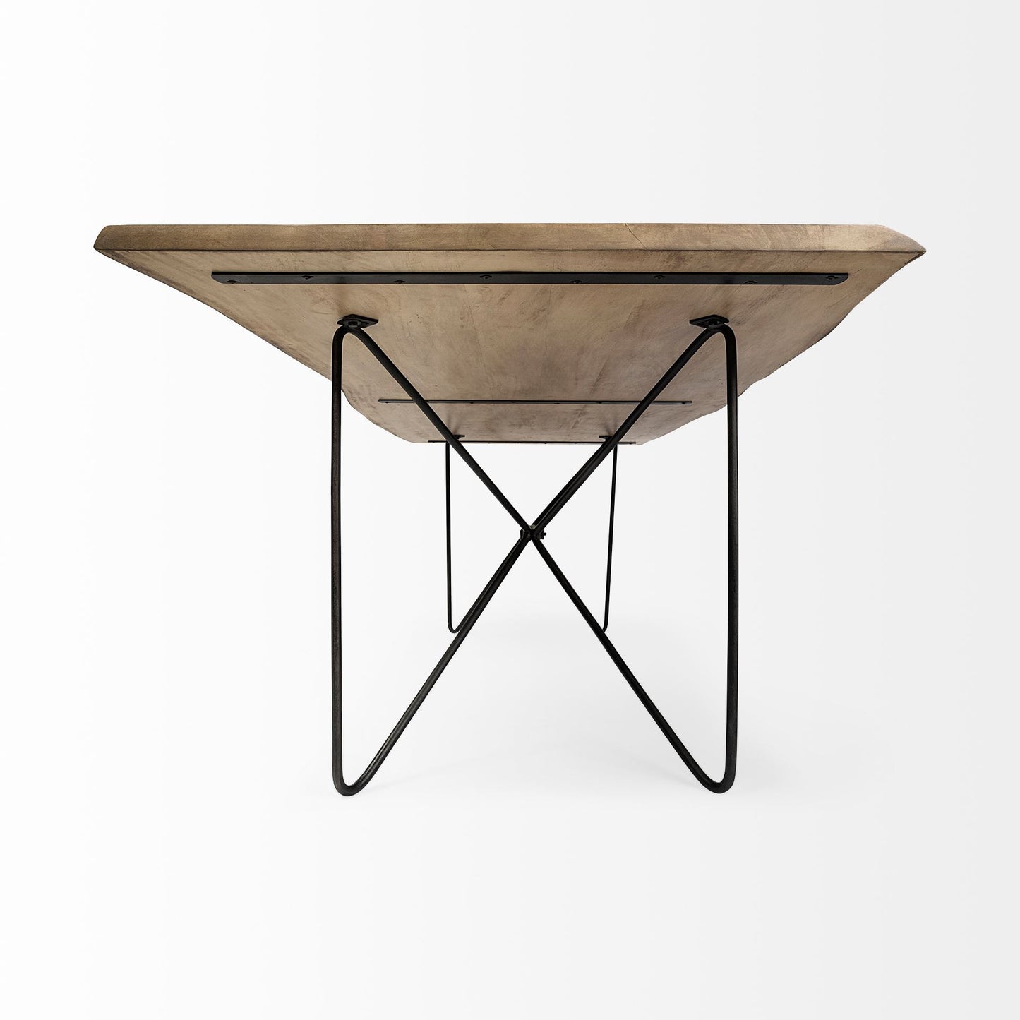 80" Brown And Black Solid Wood And Metal Dining Table-5