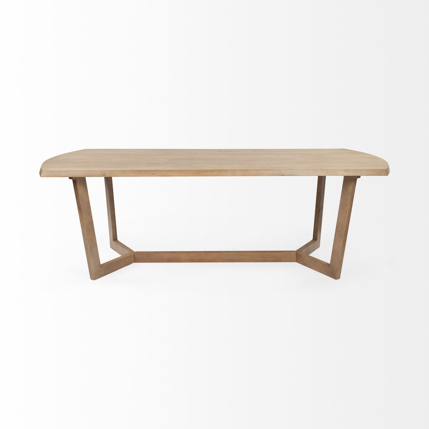 92" Natural And Brown Solid Wood Trestle Base Dining Table-2