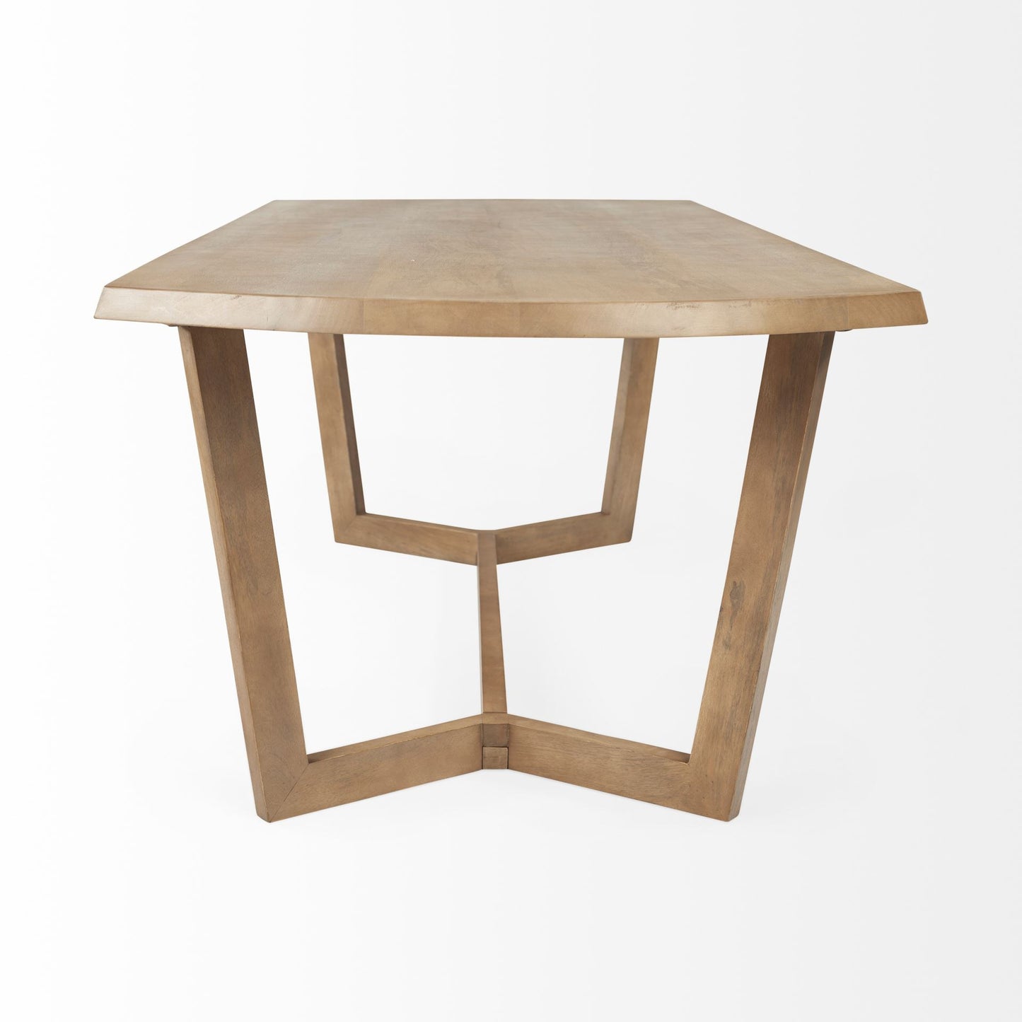 92" Natural And Brown Solid Wood Trestle Base Dining Table-3