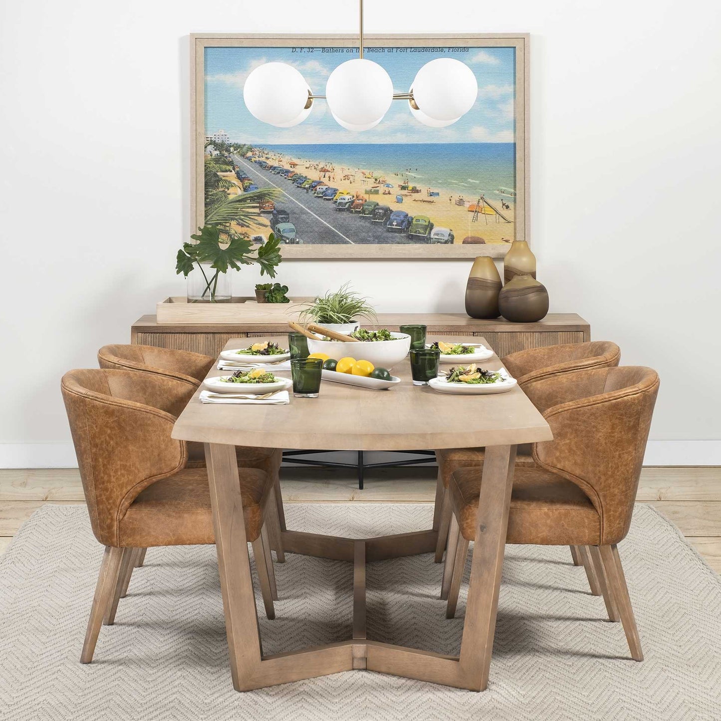 92" Natural And Brown Solid Wood Trestle Base Dining Table-7