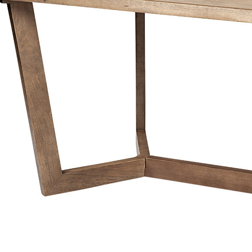 92" Natural And Brown Solid Wood Trestle Base Dining Table-6