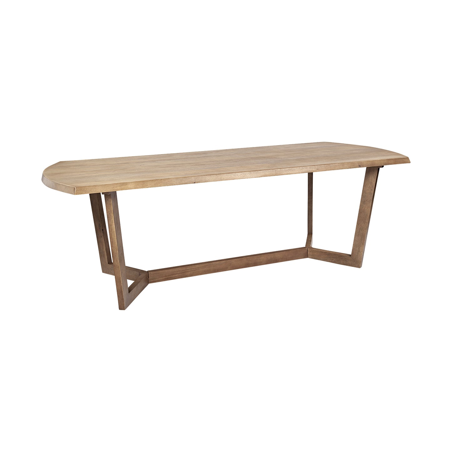 92" Natural And Brown Solid Wood Trestle Base Dining Table-5