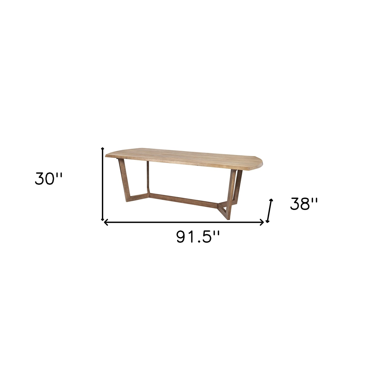92" Natural And Brown Solid Wood Trestle Base Dining Table-8