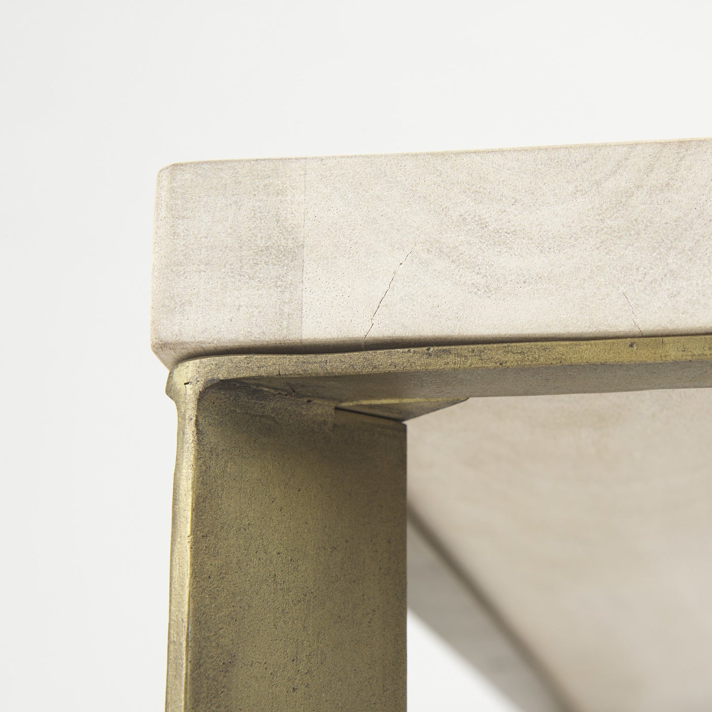 34" Beige Wood and Metal Square Coffee Table-6