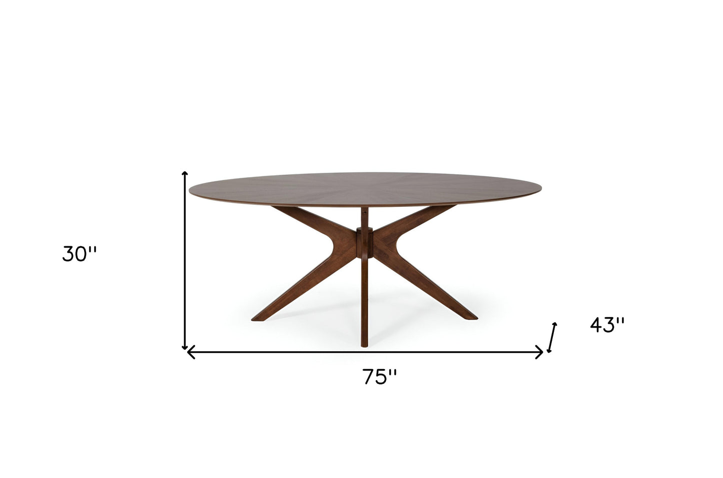 75" Brown Oval Solid Manufactured Wood Pedestal Base Dining Table-3