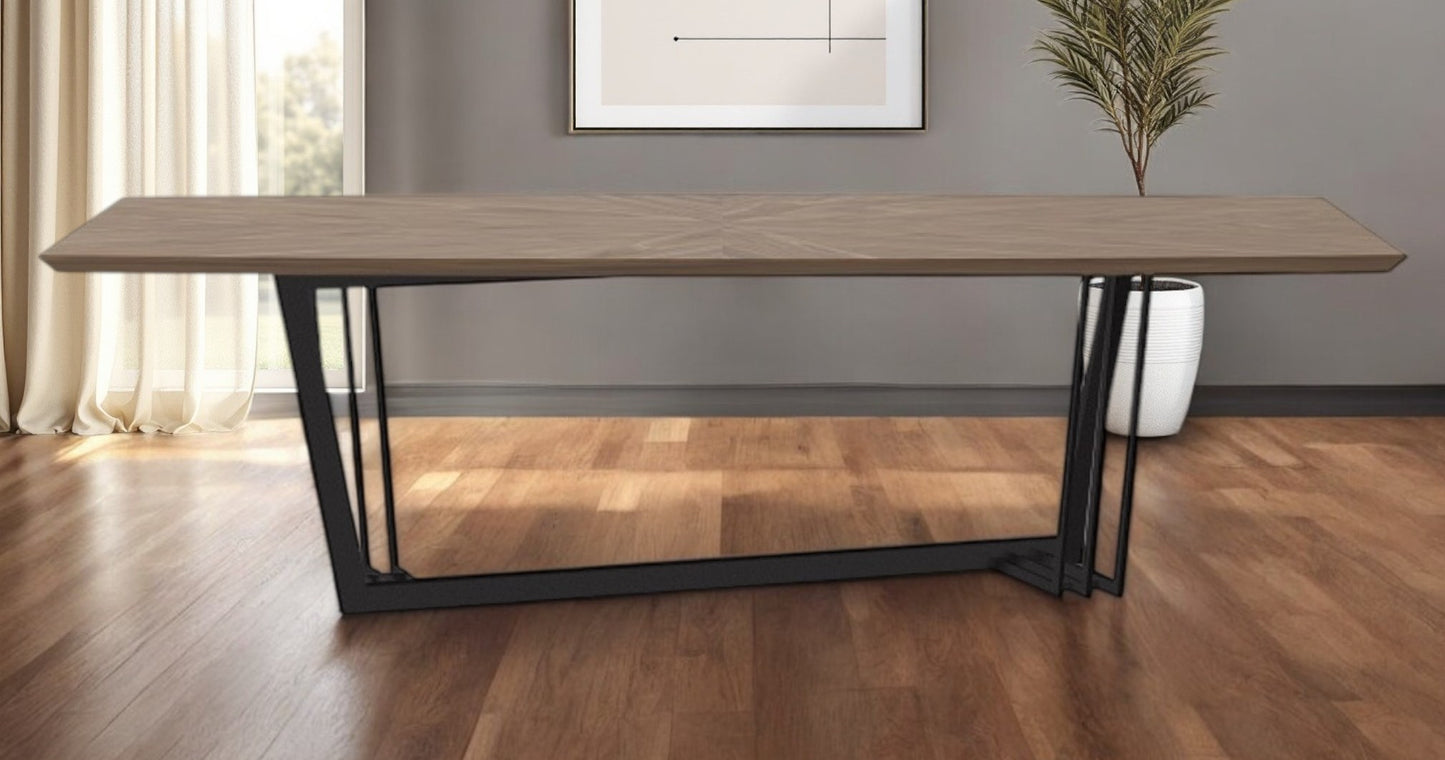 107" Walnut And Black Rectangular Geo Trestle Wood Dining Table-0
