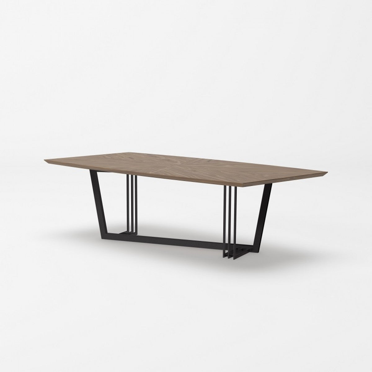 107" Walnut And Black Rectangular Geo Trestle Wood Dining Table-2