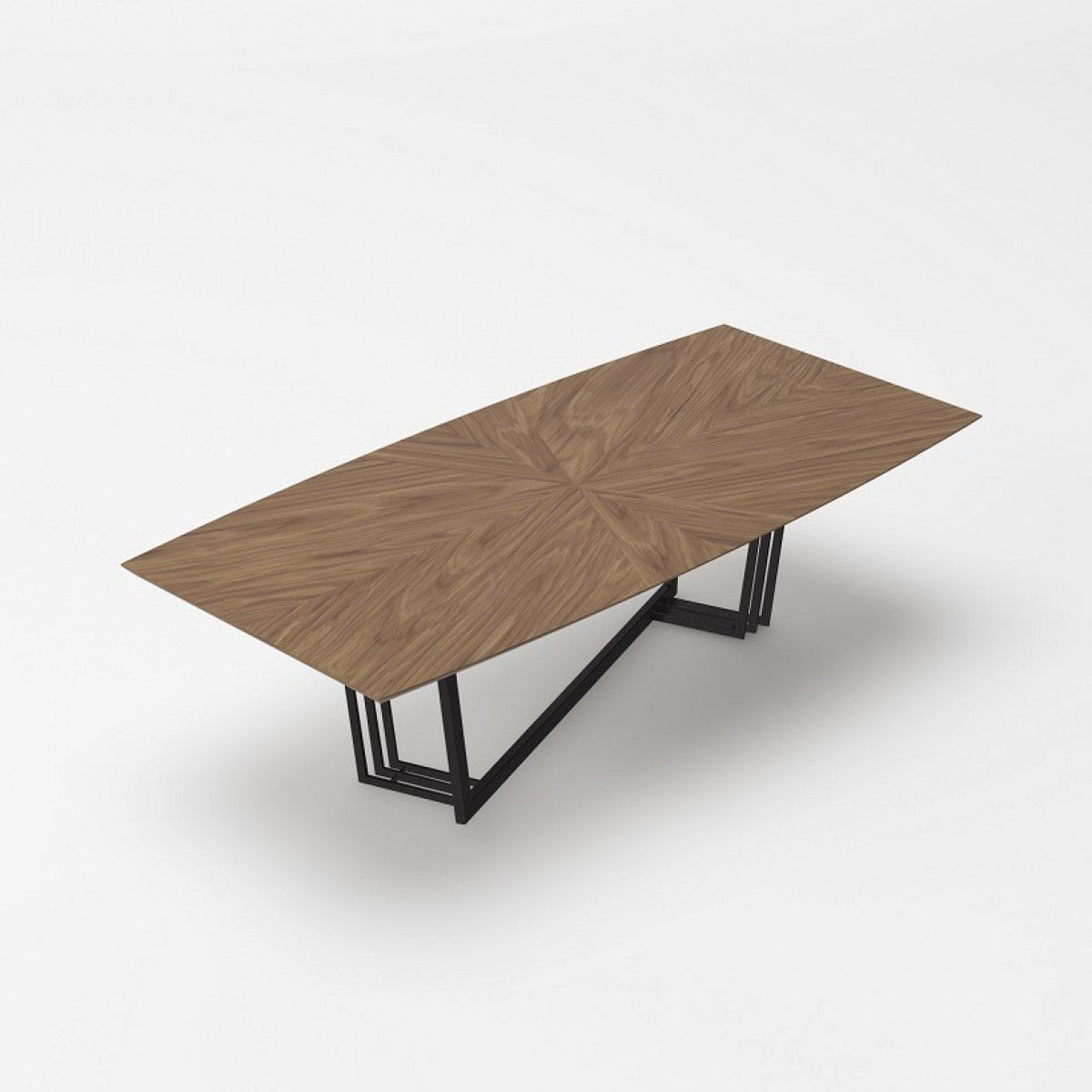 107" Walnut And Black Rectangular Geo Trestle Wood Dining Table-4
