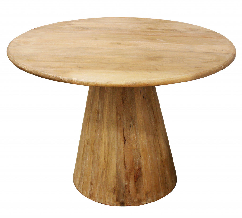 42" Natural Solid Wood Pedestal Base Round Top Dining Table-1