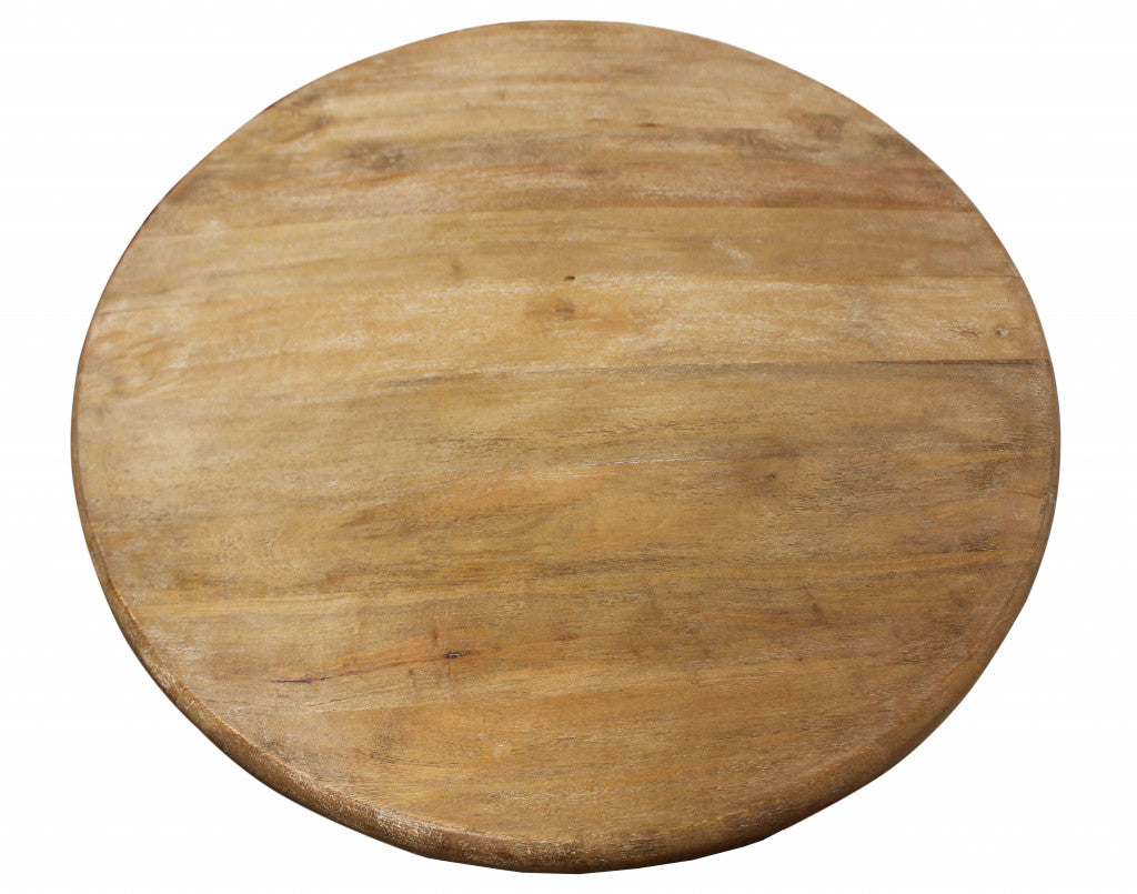 42" Natural Solid Wood Pedestal Base Round Top Dining Table-3