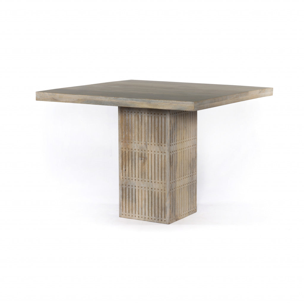 42" Natural Square Solid Wood Pedestal Base Dining Table-2