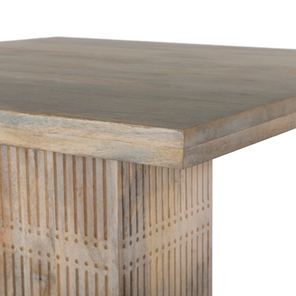 42" Natural Square Solid Wood Pedestal Base Dining Table-4