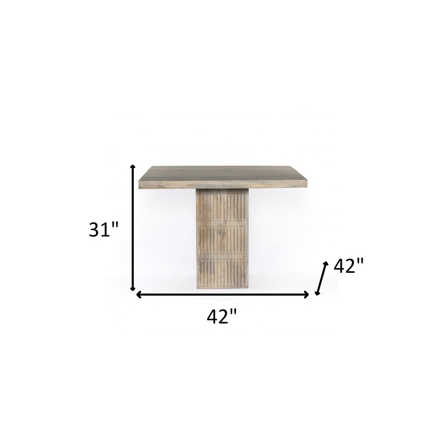 42" Natural Square Solid Wood Pedestal Base Dining Table-6