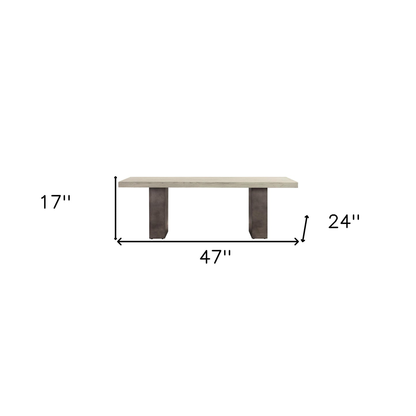 24" Gray And Dark Gray Solid Wood And Concrete Coffee Table-6