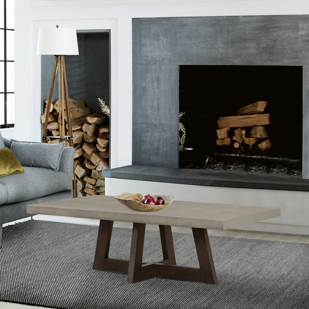 55" Gray And Brown Concrete And Solid Wood Coffee Table-5