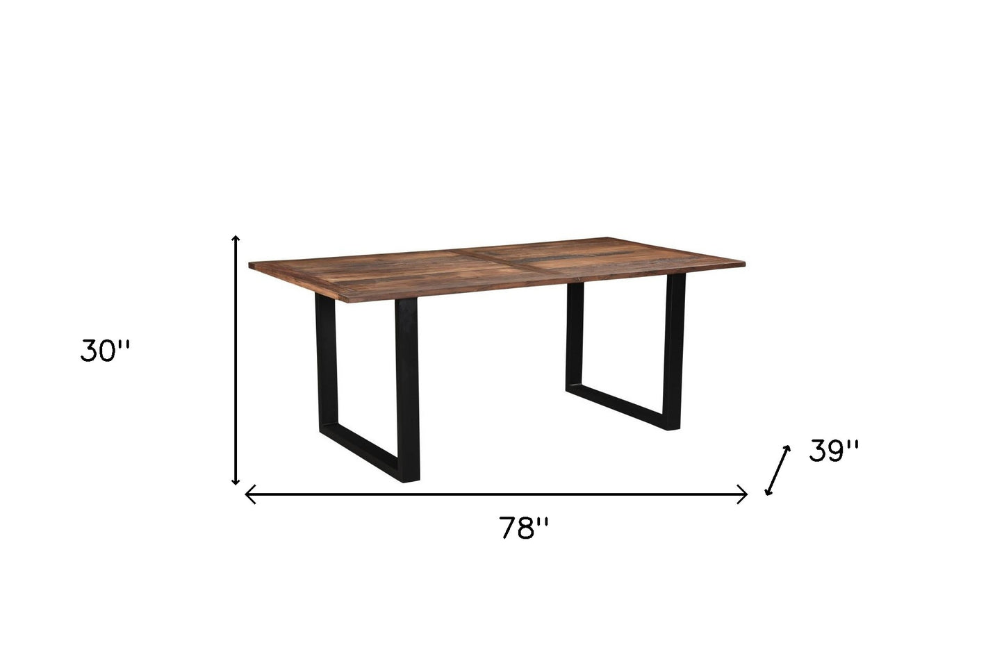 78" Dark Brown And Black Solid Wood Sled Base Dining Table-6