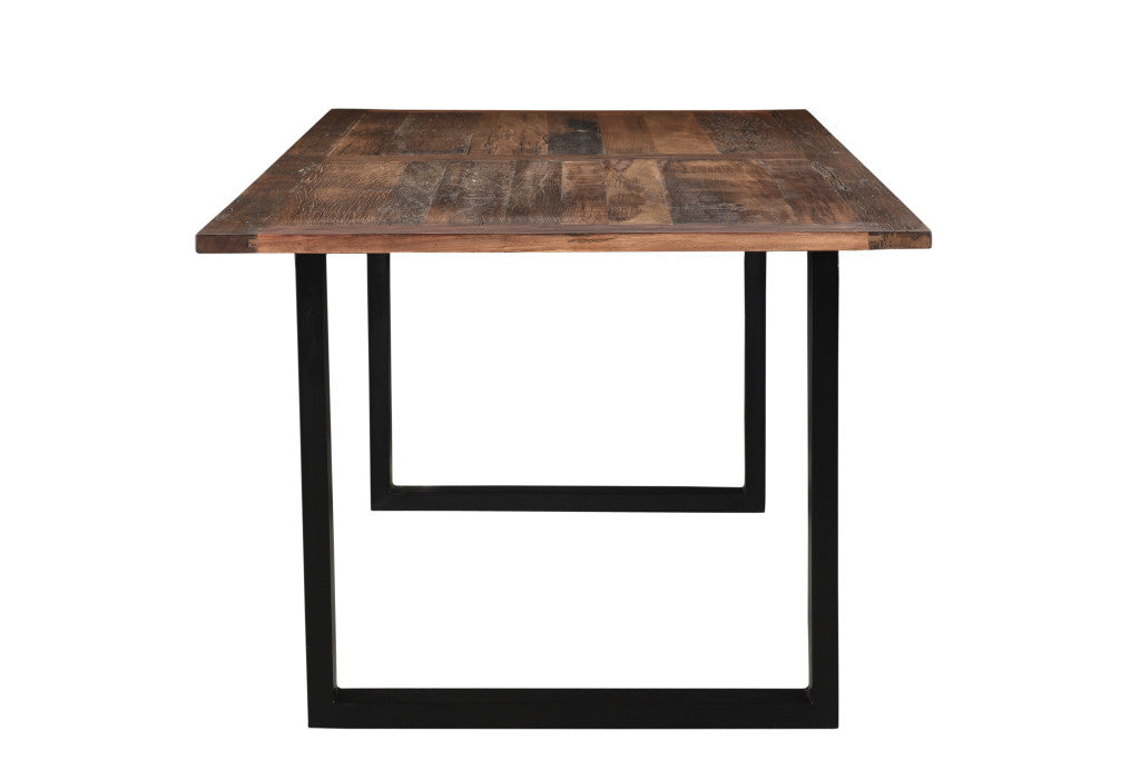 78" Dark Brown And Black Solid Wood Sled Base Dining Table-3