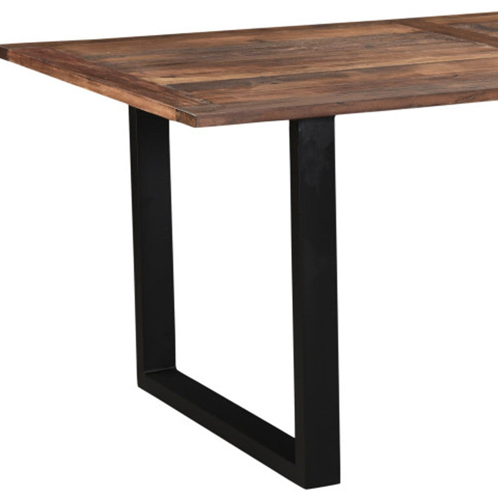 78" Dark Brown And Black Solid Wood Sled Base Dining Table-4