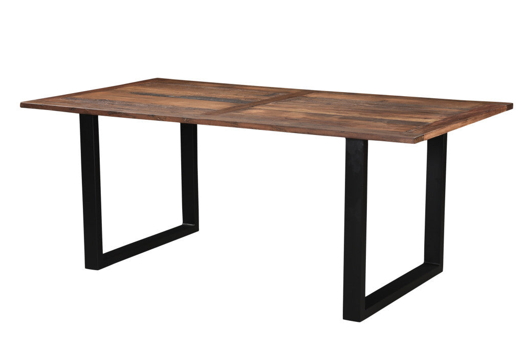 78" Dark Brown And Black Solid Wood Sled Base Dining Table-5