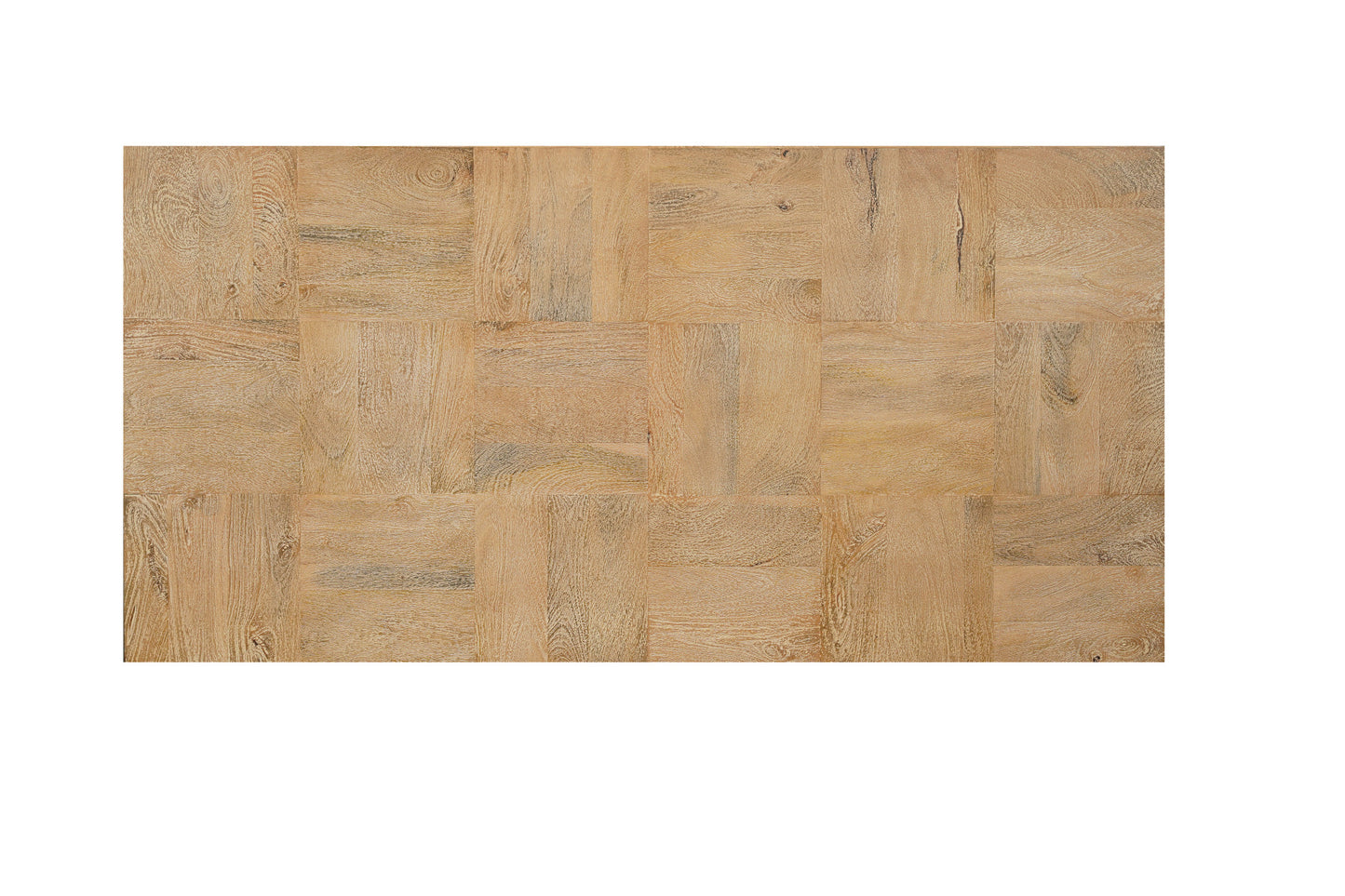 59" Natural and Black Solid Wood Block Coffee Table-4
