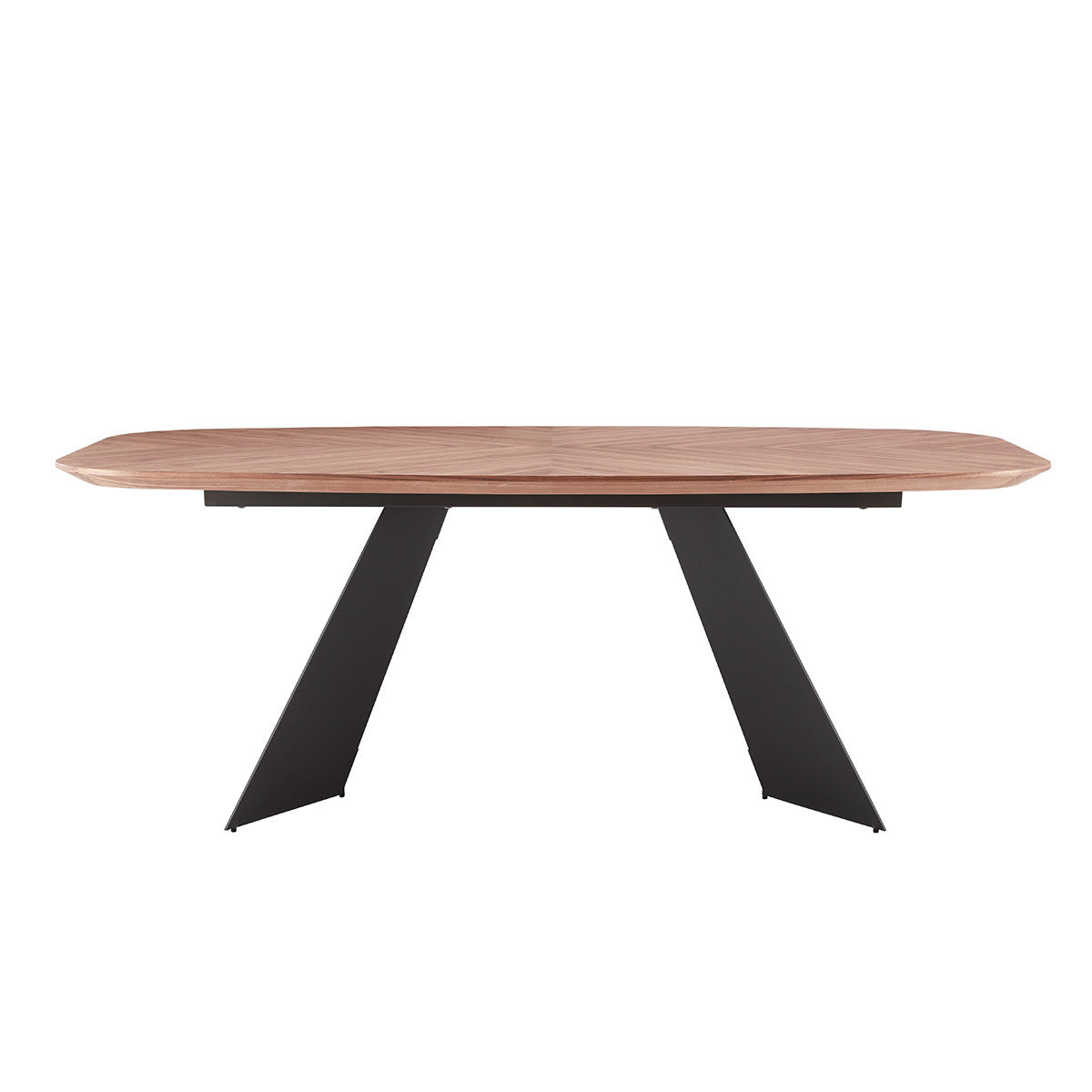 79" Brown and Black Wood And Steel Double Pedestal Base Dining Table-1