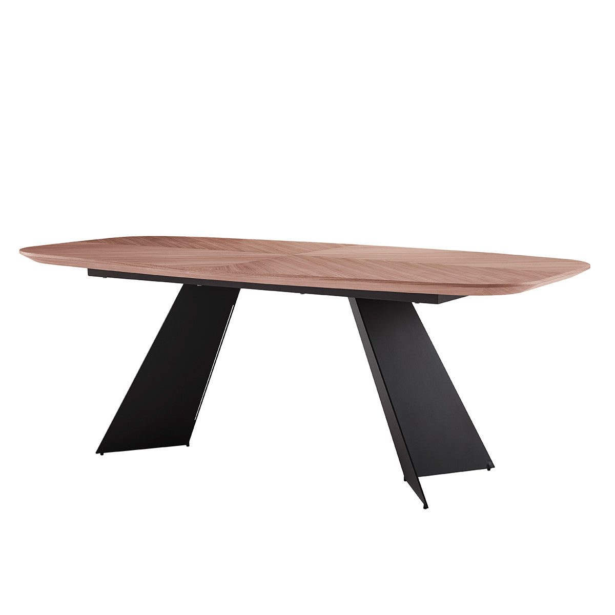79" Brown and Black Wood And Steel Double Pedestal Base Dining Table-2