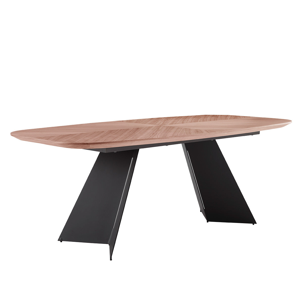 79" Brown and Black Wood And Steel Double Pedestal Base Dining Table-3