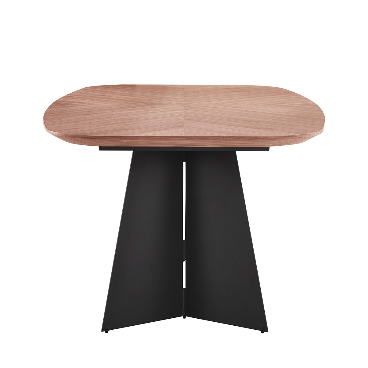 79" Brown and Black Wood And Steel Double Pedestal Base Dining Table-4