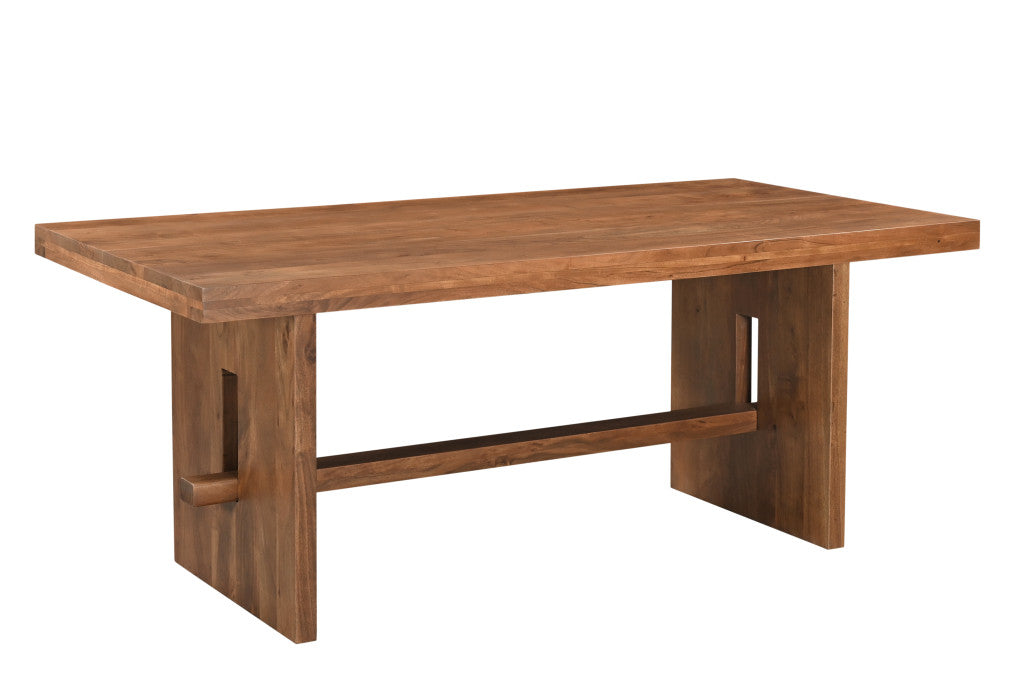75" Brown Solid Wood Trestle Base Dining Table-2