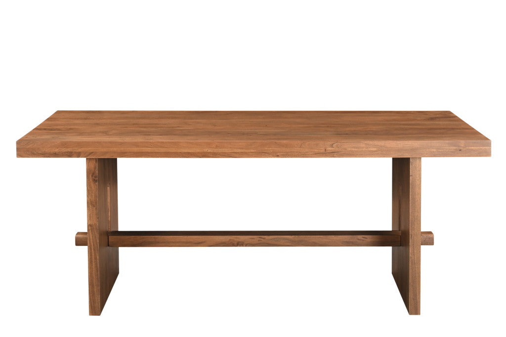 75" Brown Solid Wood Trestle Base Dining Table-1