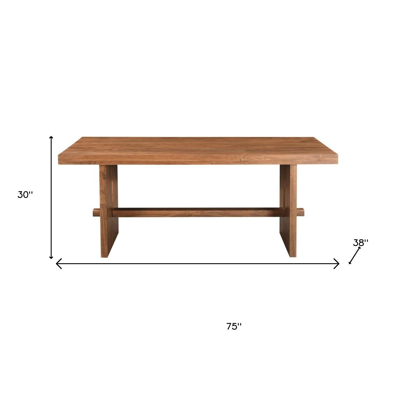 75" Brown Solid Wood Trestle Base Dining Table-7