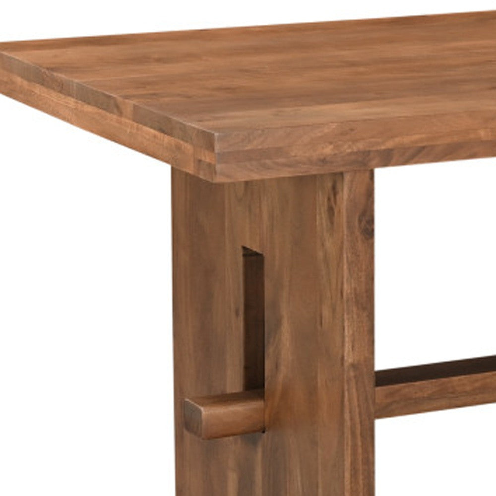 75" Brown Solid Wood Trestle Base Dining Table-5