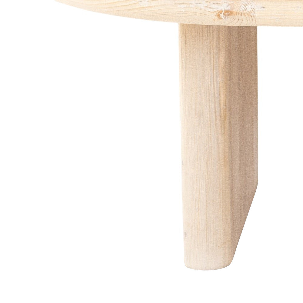 54" Natural Solid Wood Oval Solid Coffee Table-2
